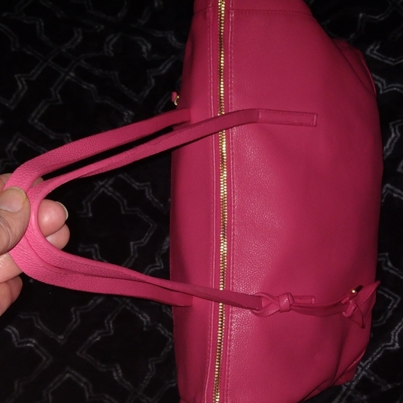 Poverty Flats pink tote handbag gold lining - Picture 4 of 17